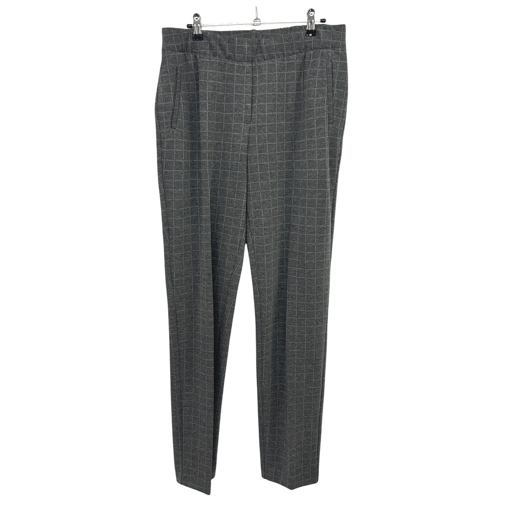 J. Jill Ponte Slim Leg Pants Medium Tall Grey Windowpane Plaid Dark Academia